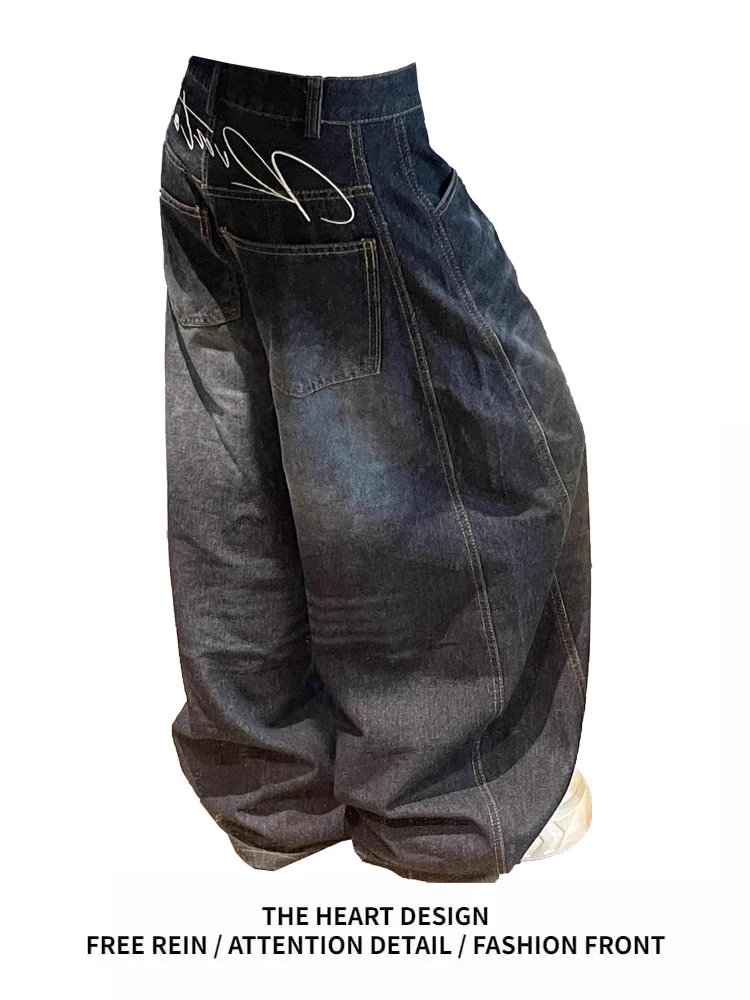 Deep Blue Waed Wide Leg Jeans Women's High Waist Loose Fit Floor Length American Retro Straight Cut Trousers
Deep Blue Waed Wide Leg Jeans Women's High Waist Loose Fit Floor Length American Retro Straight Cut Trousers