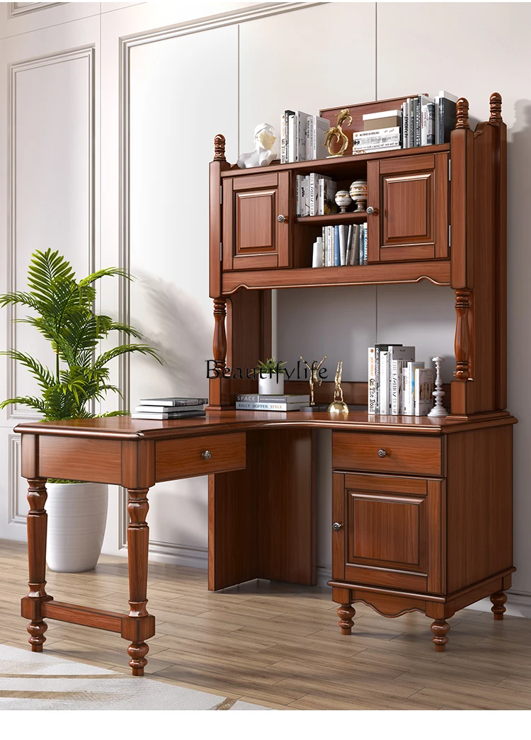 American-style Solid Wood Corner Desk with Bookshelf Nordic European Modern
American-style Solid Wood Corner Desk with Bookshelf Nordic European Modern