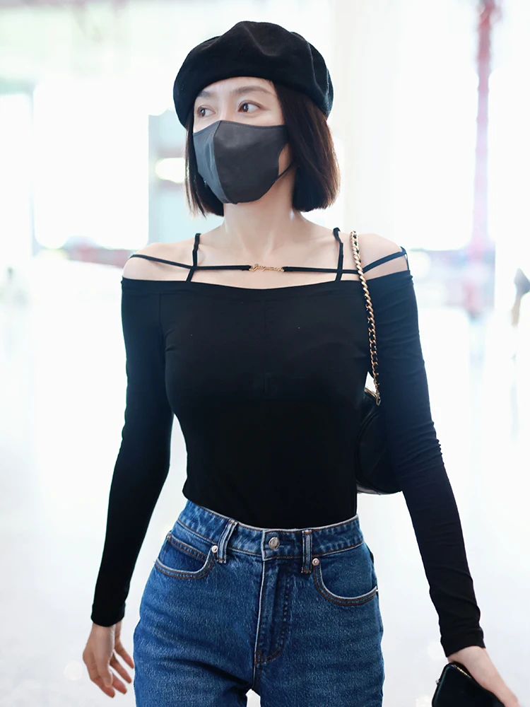 Kailing oulder Bared Long Sve Women's T-irt Commute Sle Korean Version Slim Fit Pure Color Breathable Casual Top
Kailing oulder Bared Long Sve Women's T-irt Commute Sle Korean Version Slim Fit Pure Color Breathable Casual Top