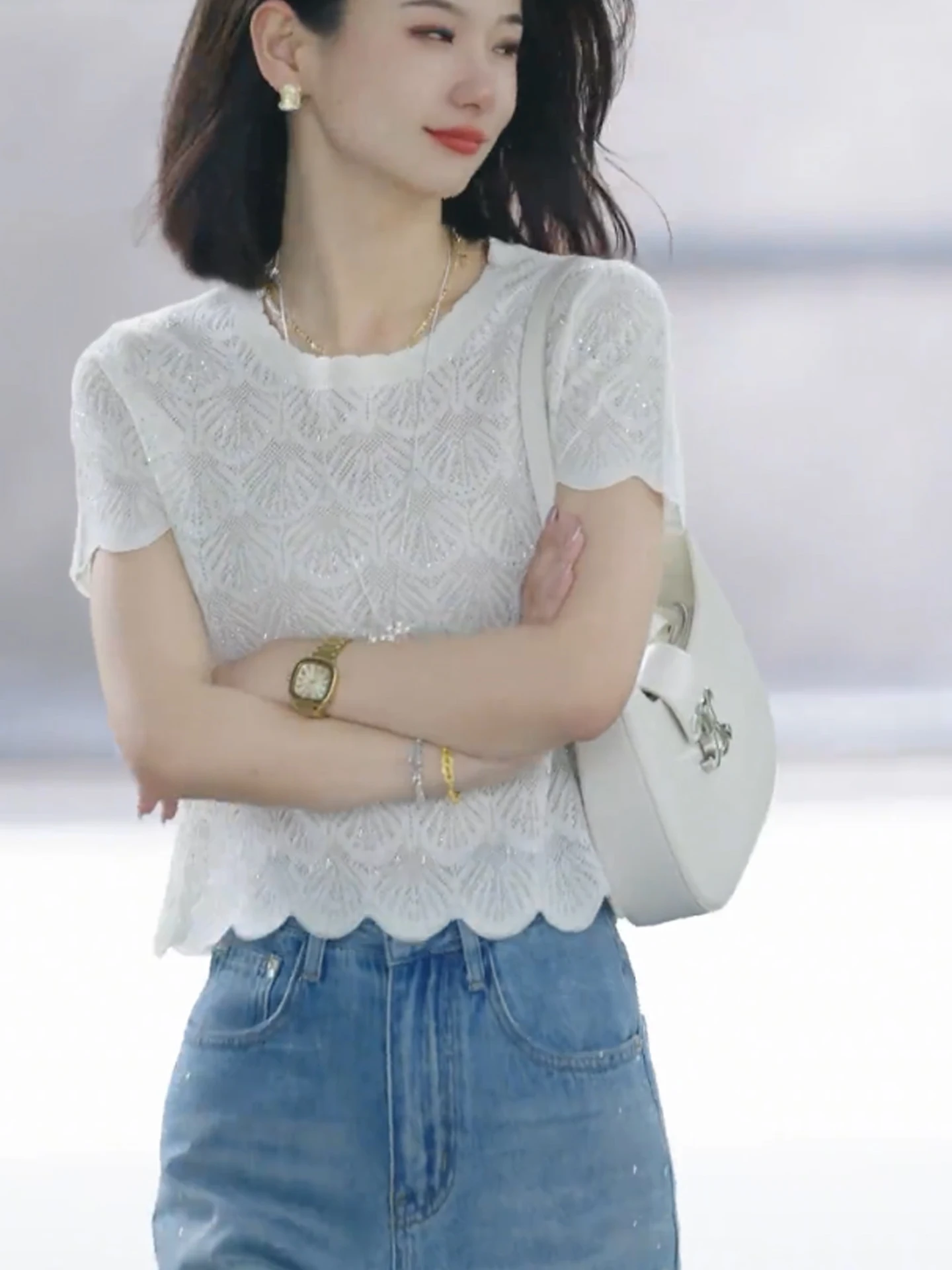 Summer round Neck Color Knitted Top Casual Fashion Diamond Design Unique Overhead Short Sleeve Women's Knitwear
Summer round Neck Color Knitted Top Casual Fashion Diamond Design Unique Overhead Short Sleeve Women's Knitwear