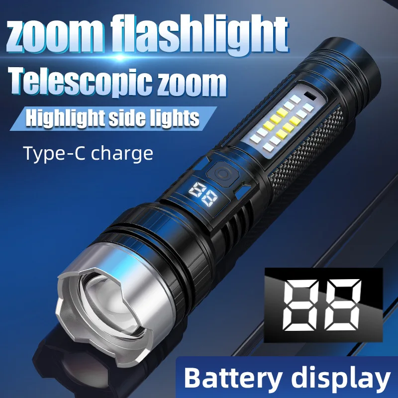 High Strong Power Led Flashlights Rechargeable Zoomable Camping Torch Ultra Bright Fishing Defensa Zoom Lantern Defensa
High Strong Power Led Flashlights Rechargeable Zoomable Camping Torch Ultra Bright Fishing Defensa Zoom Lantern Defensa
