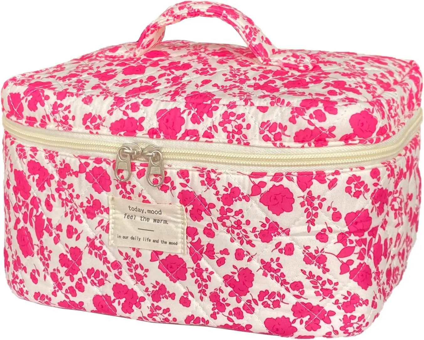 Rose Red Large Quilted Floral Makeup Bag Cute Soft Coquette Aesthetic Cosmetic Bag Cotton Travel Toiletry Bag for Women
Rose Red Large Quilted Floral Makeup Bag Cute Soft Coquette Aesthetic Cosmetic Bag Cotton Travel Toiletry Bag for Women