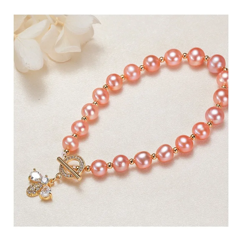 Jewelry Micro-setting Craft Zircon Bee Bracelet Internet Celebrity Live Bracelet Freshwater Pearl Chain Bracelet
Jewelry Micro-setting Craft Zircon Bee Bracelet Internet Celebrity Live Bracelet Freshwater Pearl Chain Bracelet