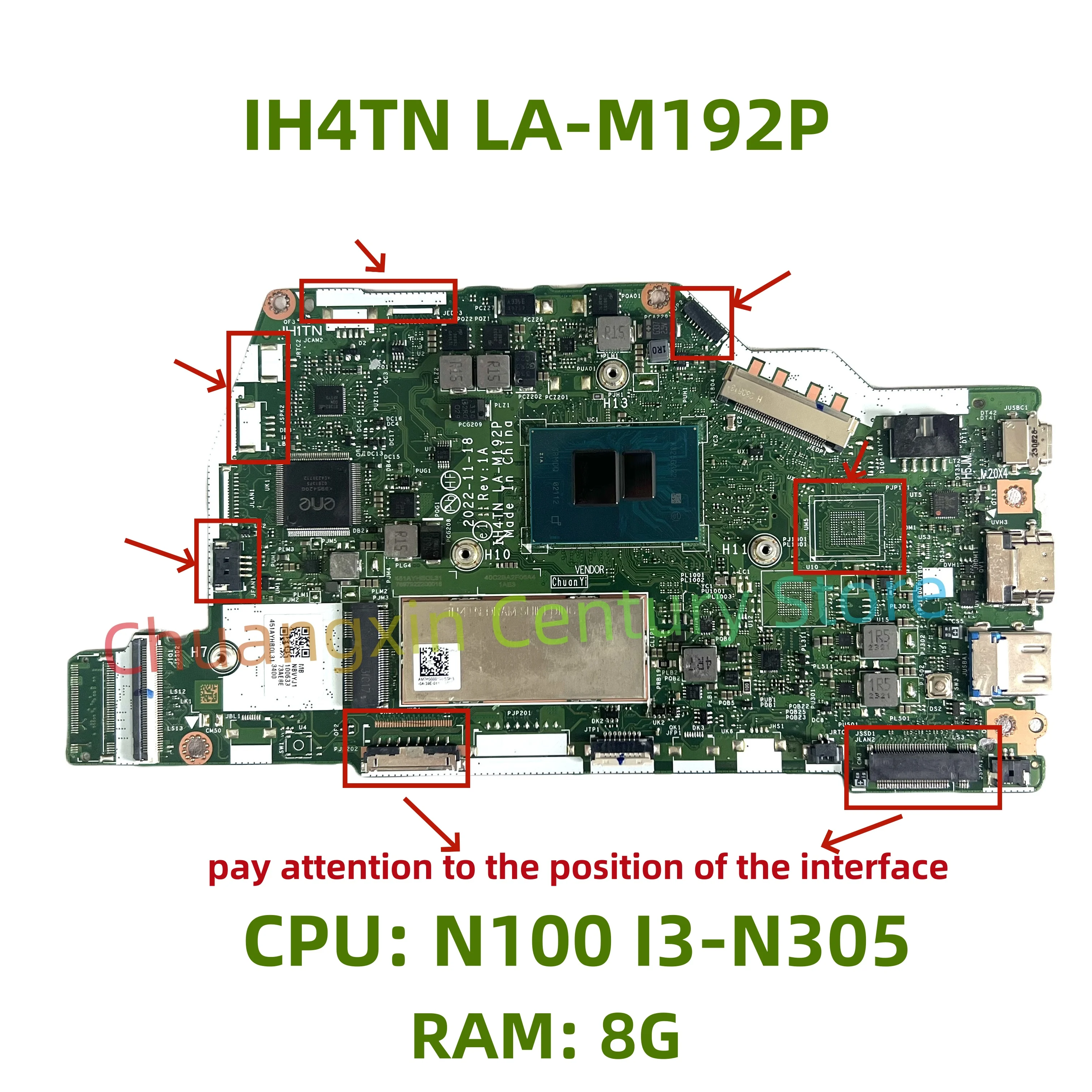 Материнская плата LA-M192P для ноутбука Acer CPU: N100 I3-N305 UMA RAM: 8 ГБ 100% протестировано, последовательно отправлено
Материнская плата LA-M192P для ноутбука Acer CPU: N100 I3-N305 UMA RAM: 8 ГБ 100% протестировано, последовательно отправлено