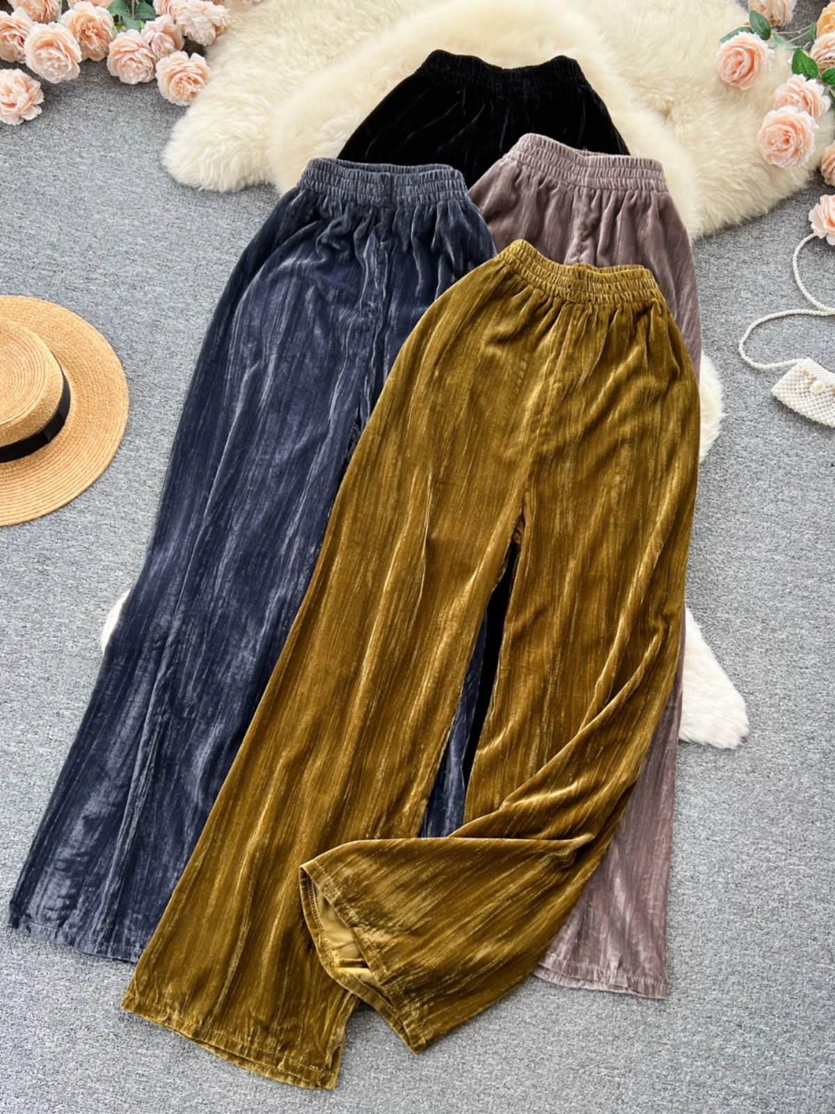 Women's Wide Leg Pants Velvet Corduroy Drapey Loose Fitting Autumn Winter High Waist Straight Cut Trousers Casual Fashion
Women's Wide Leg Pants Velvet Corduroy Drapey Loose Fitting Autumn Winter High Waist Straight Cut Trousers Casual Fashion