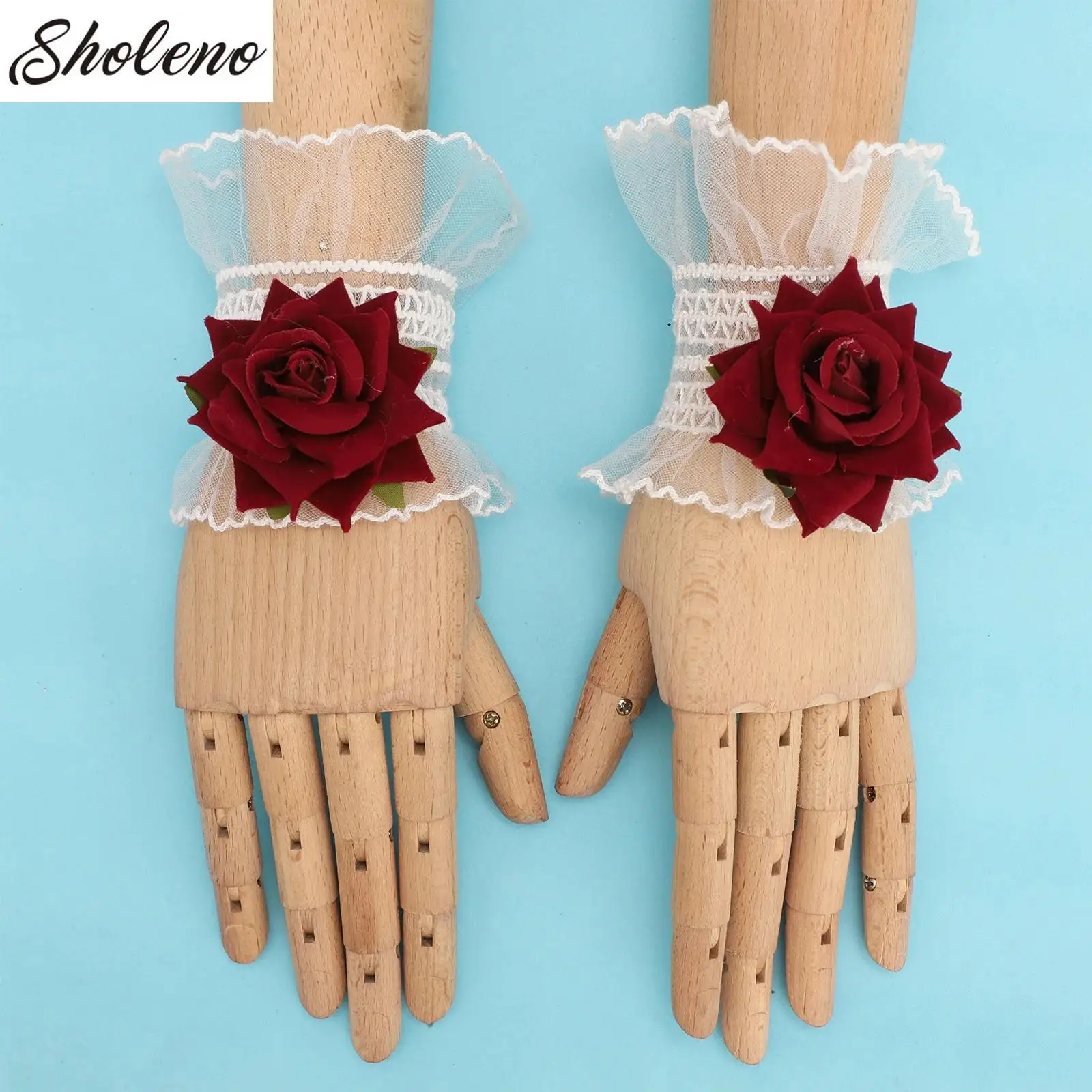1Pair Dark Gothic Red Rose Wristband Flowers Mesh Hand Ornaments Fake Sleeve Detachable Lace Wrist Bands Bracelets Accessories
1Pair Dark Gothic Red Rose Wristband Flowers Mesh Hand Ornaments Fake Sleeve Detachable Lace Wrist Bands Bracelets Accessories