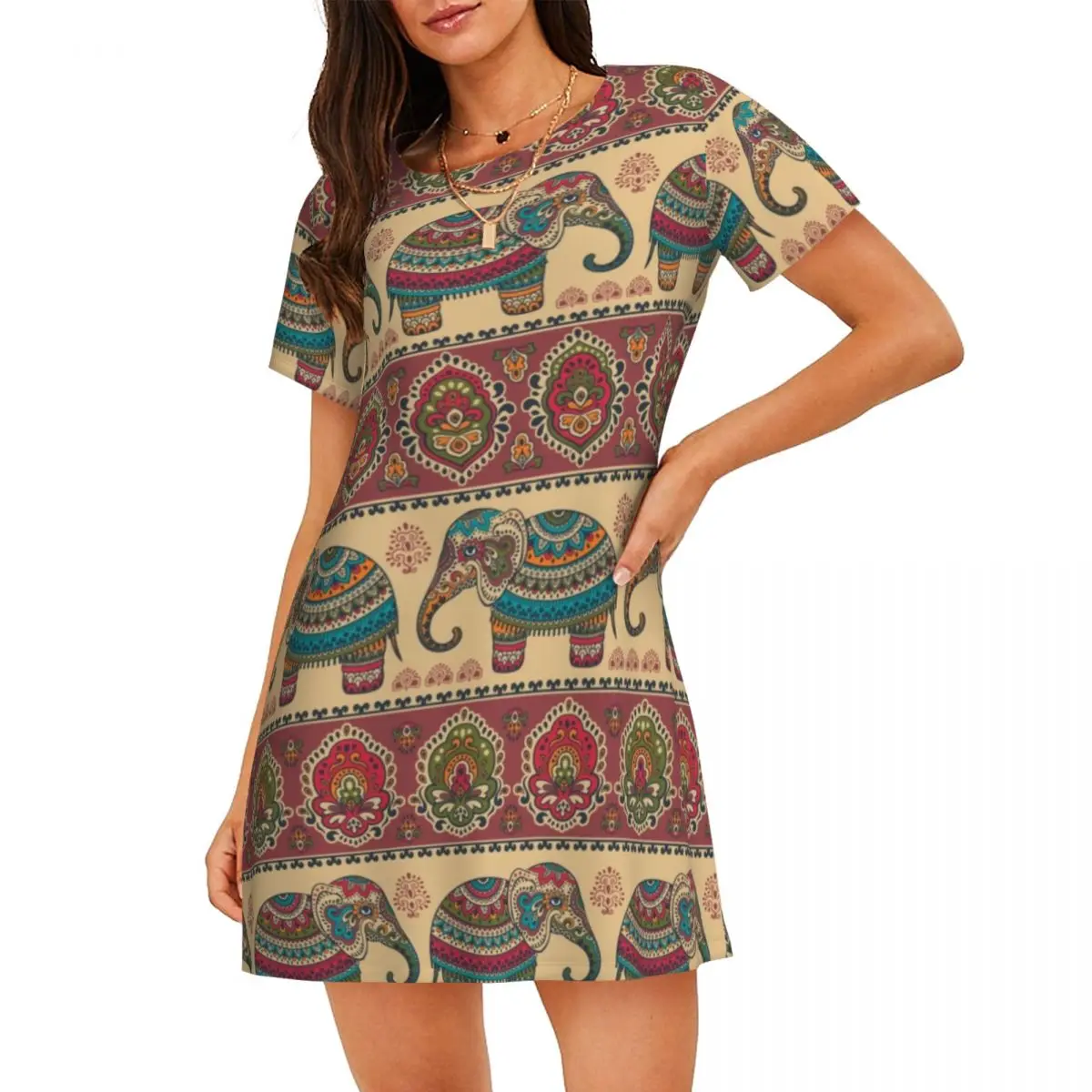 Custom Elephants Paisley Flowers Short Sleeves Women Nightdress Sleeping Womens Sleepshirts Boho Art Dress Short Nightgowns
Custom Elephants Paisley Flowers Short Sleeves Women Nightdress Sleeping Womens Sleepshirts Boho Art Dress Short Nightgowns