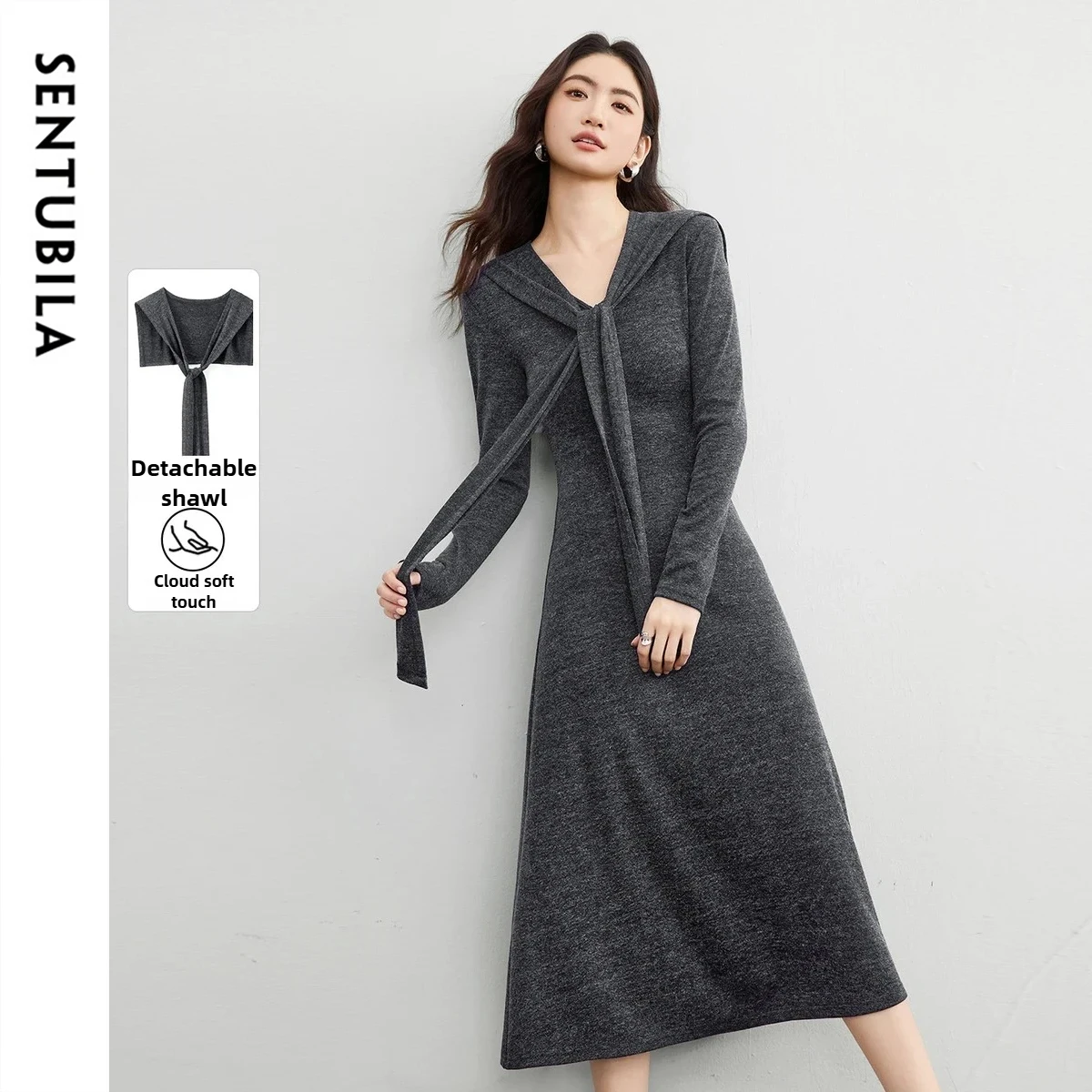 SENTUBILA женское трикотажное платье трапециевидной формы, осень 2022, v-образный вырез, контрастная пряжка, съемная шаль, элегантная женская одежда 153LI3104
SENTUBILA женское трикотажное платье трапециевидной формы, осень 2022, v-образный вырез, контрастная пряжка, съемная шаль, элегантная женская одежда 153LI3104