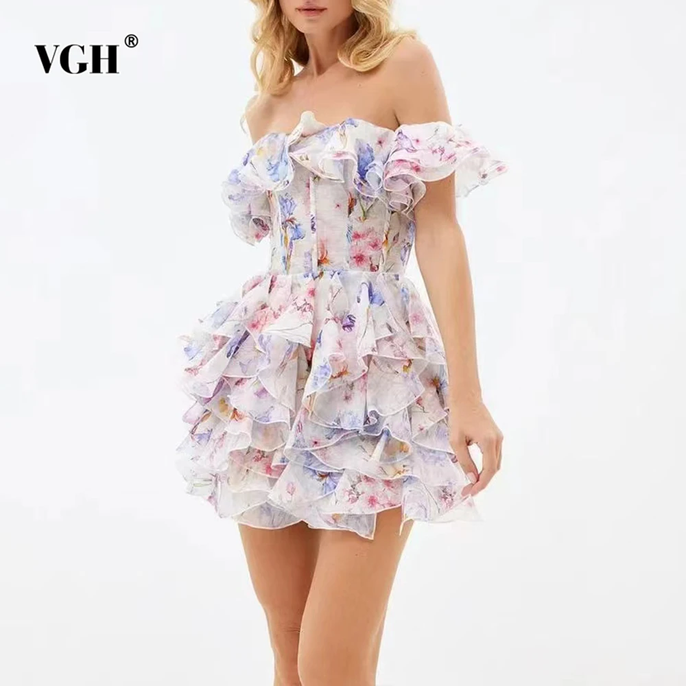 VGH Sweet Slimming Spliced Folds Short Dresses For Women Slash Neck Off The Shoulder Sleeve High Waist Elegant Dress Female New
VGH Sweet Slimming Spliced Folds Short Dresses For Women Slash Neck Off The Shoulder Sleeve High Waist Elegant Dress Female New