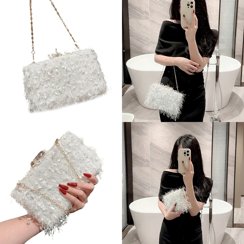 Stylish Tassel Evening Bag Lady Elegant Wedding Clutch Banquet Party Dinner Handbag with Detachable Chain Crossbody Shoulder Bag
Stylish Tassel Evening Bag Lady Elegant Wedding Clutch Banquet Party Dinner Handbag with Detachable Chain Crossbody Shoulder Bag