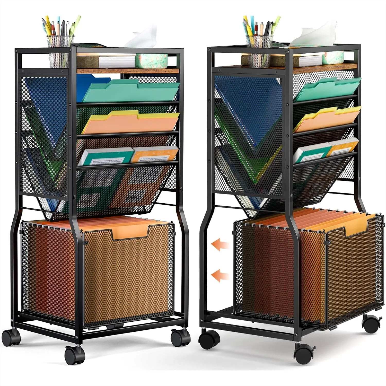 8 Tier Rolling File Cart with Hanging File Organizer, Mobile File Cart with 2 Sides Access for Office Home School
8 Tier Rolling File Cart with Hanging File Organizer, Mobile File Cart with 2 Sides Access for Office Home School