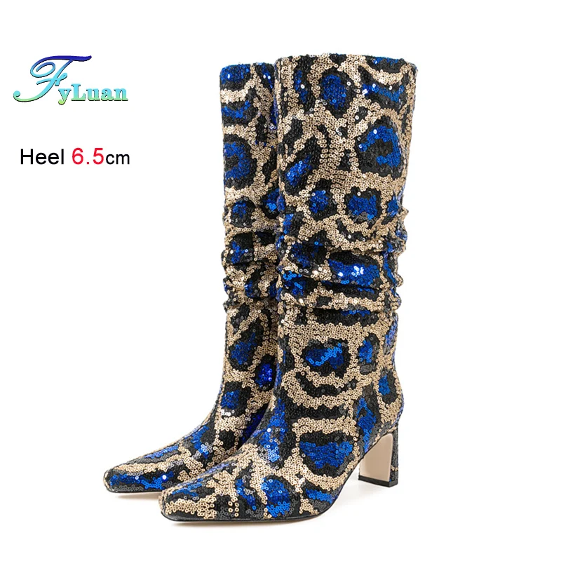 Блестящие длинные сапоги с леопардовым принтом, женская обувь для вечеринок, 6,5 см, плиссированные сапоги с блестками, на толстом каблуке, длинные сапоги-ботфорты CD
Блестящие длинные сапоги с леопардовым принтом, женская обувь для вечеринок, 6,5 см, плиссированные сапоги с блестками, на толстом каблуке, длинные сапоги-ботфорты CD