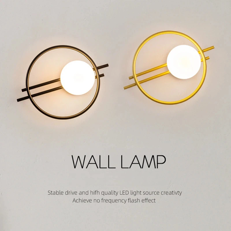 Creative led Wall Lamp Gold/Black Round Wall Lamp for Background Bedroom Bedside Living Room Corridor LED Wall Sconce Lamp
Creative led Wall Lamp Gold/Black Round Wall Lamp for Background Bedroom Bedside Living Room Corridor LED Wall Sconce Lamp