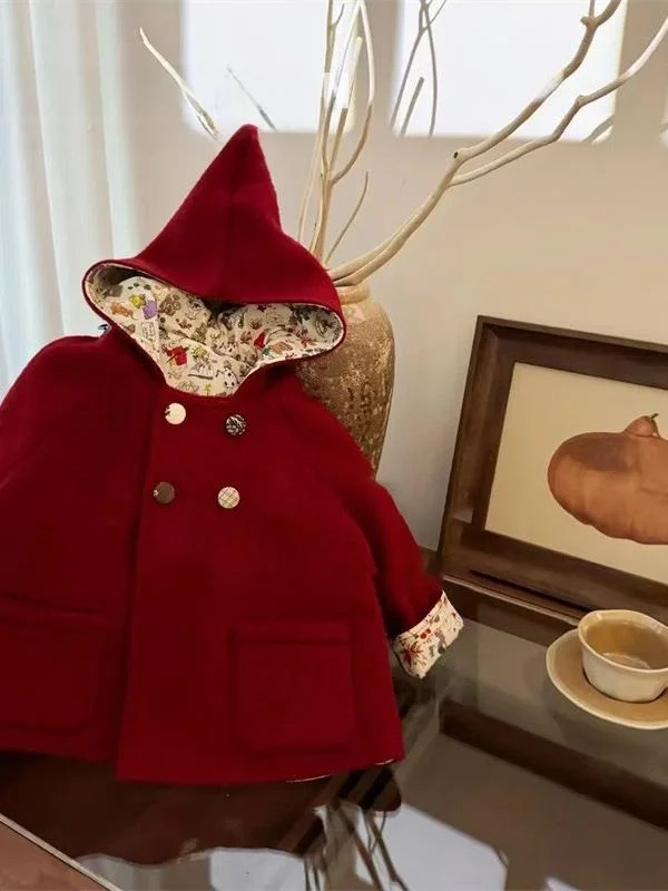 Double-Sided Woolen Cisas New Year Children's Warm Cap Coat Trendy Red arp Tip Outerwear Korean Sle Cotton Blend
Double-Sided Woolen Cisas New Year Children's Warm Cap Coat Trendy Red arp Tip Outerwear Korean Sle Cotton Blend