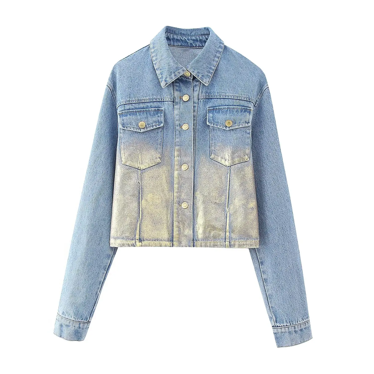 MYST&ZA Women's Autumn New Metal Gradient Design Casual Fashion Collar Long Sleeve Short Denim Jacket
MYST&ZA Women's Autumn New Metal Gradient Design Casual Fashion Collar Long Sleeve Short Denim Jacket
