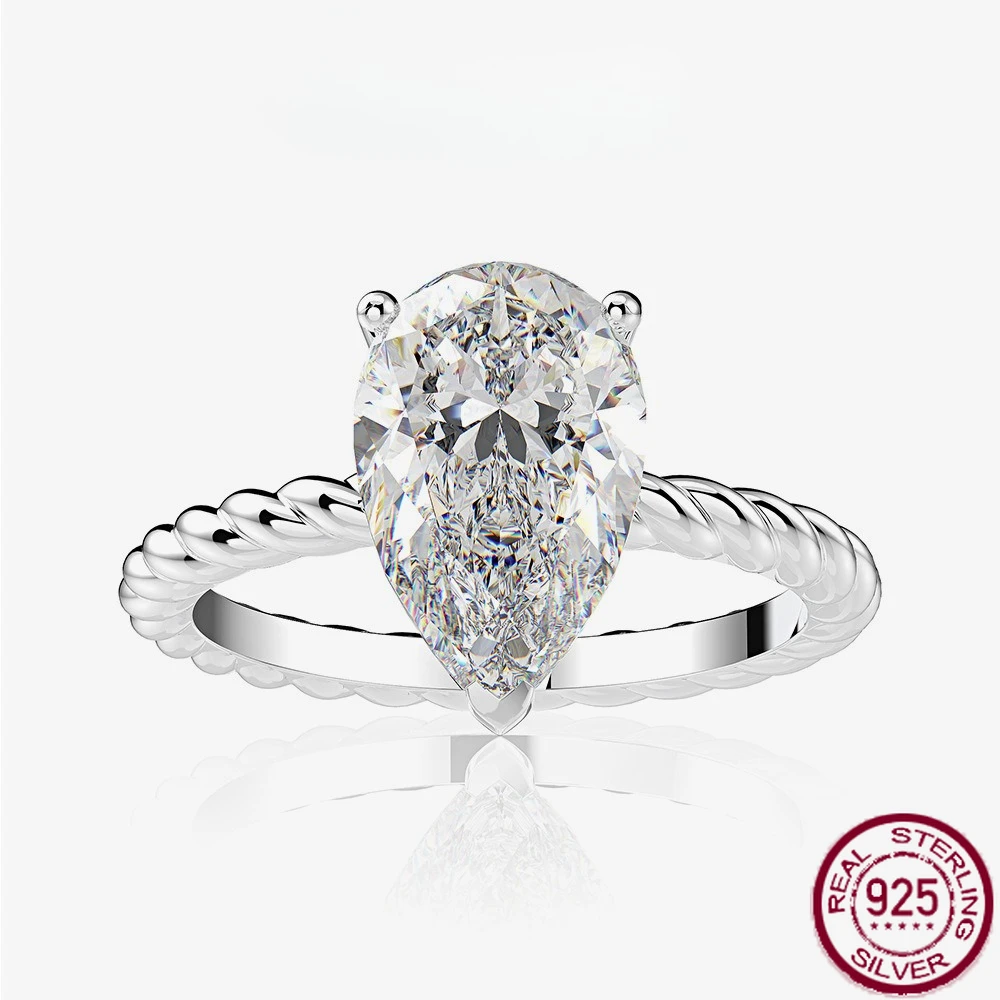 New S925 Silver Fashion 3-carat Water Drop shaped 8 * 12 High Carbon Diamond Ring for Engagement Jewelry
New S925 Silver Fashion 3-carat Water Drop shaped 8 * 12 High Carbon Diamond Ring for Engagement Jewelry