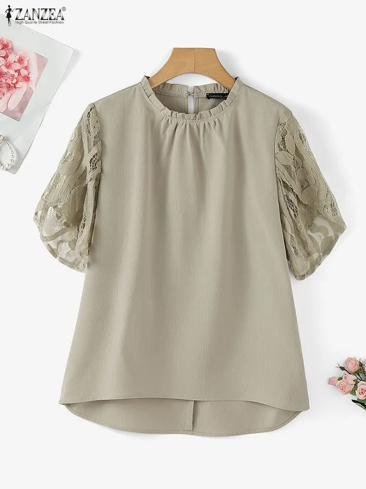 2025 ZANZEA Fashion Women Lace Blouse Summer Patchwork Casual Tunic Tops Elegant Office Lady Blusas Female Streetwear Shirts
2025 ZANZEA Fashion Women Lace Blouse Summer Patchwork Casual Tunic Tops Elegant Office Lady Blusas Female Streetwear Shirts