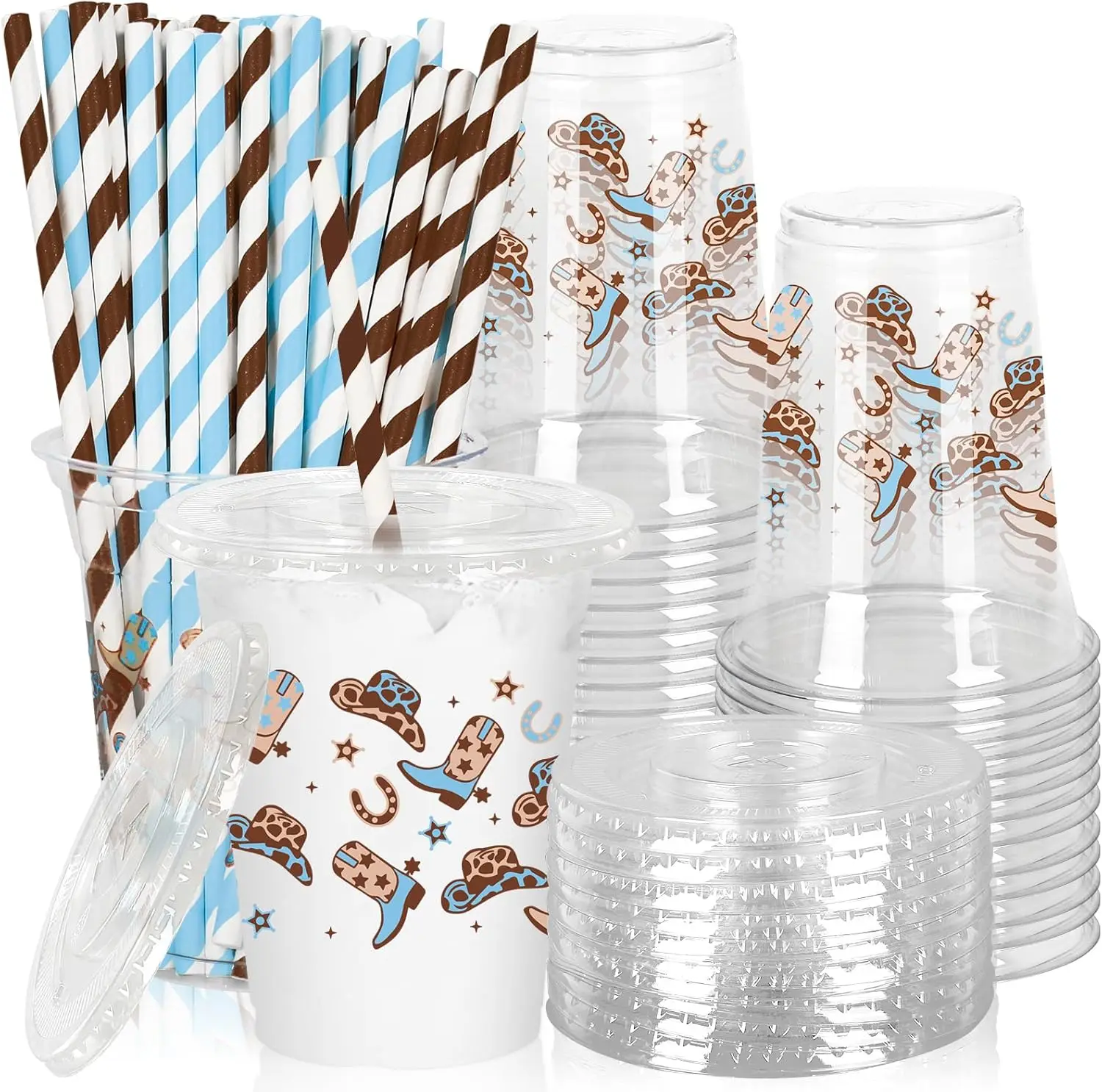 50Pcs Cowboy Plastic Cups with Lids Straws Blue Brown Cowboy Hat Boots Clear Plastic Cups 12oz Western Disposable Cups f
50Pcs Cowboy Plastic Cups with Lids Straws Blue Brown Cowboy Hat Boots Clear Plastic Cups 12oz Western Disposable Cups f