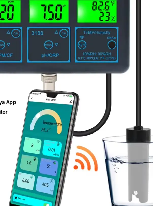 7-in-1 Water Quality Analyzer PH ORP Salt -TDS Temperature WiFi Tester For Swimming Pool Aquaculture Fish Tank Lab Monitoring
7-in-1 Water Quality Analyzer PH ORP Salt -TDS Temperature WiFi Tester For Swimming Pool Aquaculture Fish Tank Lab Monitoring