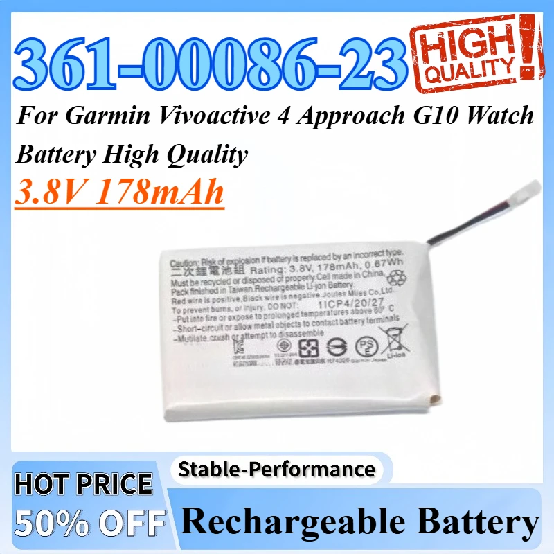 3.8V 178mAh Rechargeable Lithium Battery 361-00086-23 For Garmin Vivoactive 4 Approach G10 Watch Battery High Quality
3.8V 178mAh Rechargeable Lithium Battery 361-00086-23 For Garmin Vivoactive 4 Approach G10 Watch Battery High Quality