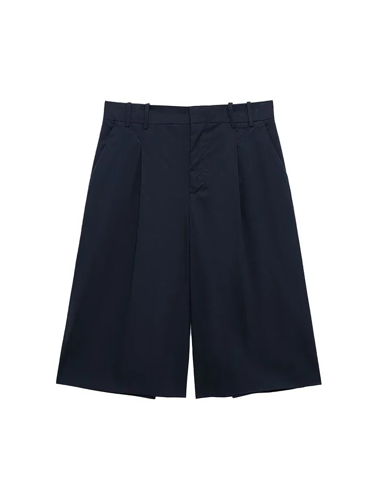 Willshela Women Fashion Navy Blue Pleated Front Zipper Midi Shorts Vintage High Waist Female Chic Lady Shorts
Willshela Women Fashion Navy Blue Pleated Front Zipper Midi Shorts Vintage High Waist Female Chic Lady Shorts