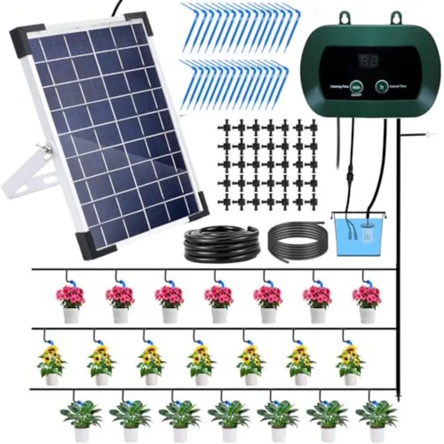 5W Solar Drip Irrigation System with Timer for Garden Raised Beds Patio Lawn Greenhouse: UV-Resistant Black PE Tubing Automatic
5W Solar Drip Irrigation System with Timer for Garden Raised Beds Patio Lawn Greenhouse: UV-Resistant Black PE Tubing Automatic