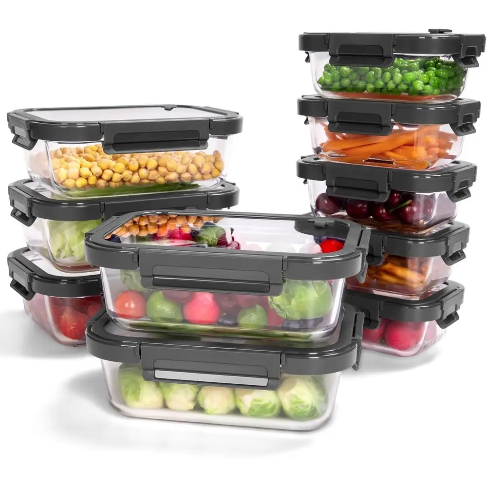Set of 10 Glass Food Storage Containers with Tempered Lids - Borosilicate, Airtight, Oven-Safe, BPA-Free, 4.4 & 1.6 Cup Sizes, L
Set of 10 Glass Food Storage Containers with Tempered Lids - Borosilicate, Airtight, Oven-Safe, BPA-Free, 4.4 & 1.6 Cup Sizes, L