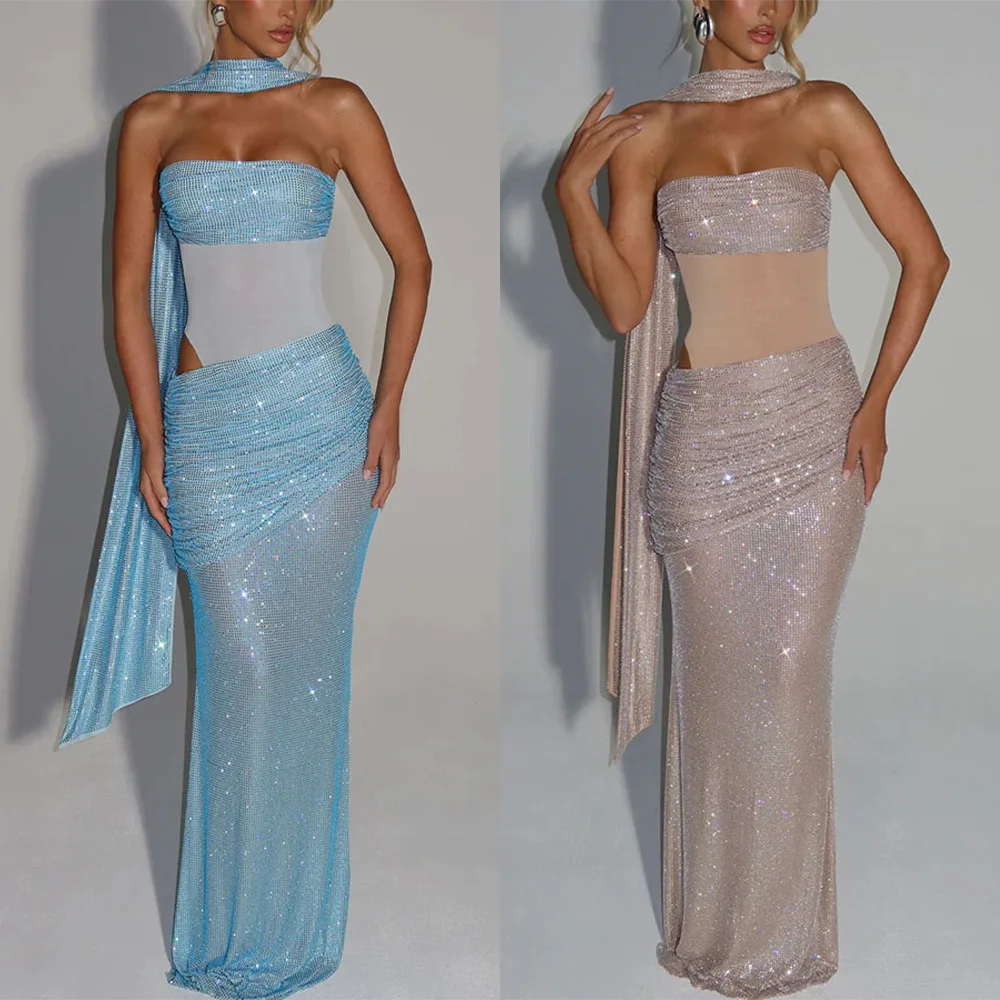 Strapless Sequins Patchwork Chic Maxi Dress, Women Summer Sleeveless Elegant Simple Sheath Dress, Holiday Backless Ladies Dress
Strapless Sequins Patchwork Chic Maxi Dress, Women Summer Sleeveless Elegant Simple Sheath Dress, Holiday Backless Ladies Dress