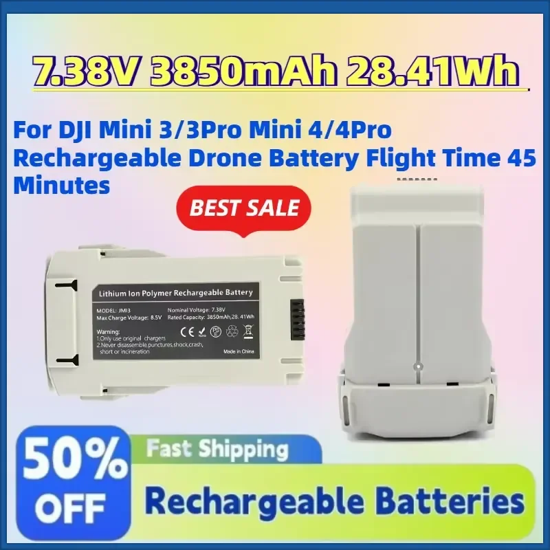 In Stock 7.38V 3850mAh 28.41Wh LiPo Battery for DJI Mini 3/3Pro Mini 4/4Pro Rechargeable Drone Battery Flight Time 45 Minutes
In Stock 7.38V 3850mAh 28.41Wh LiPo Battery for DJI Mini 3/3Pro Mini 4/4Pro Rechargeable Drone Battery Flight Time 45 Minutes