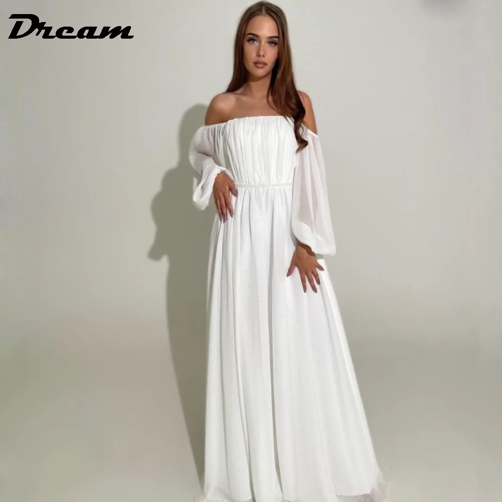 DREAM Chiffon Long Puff Sleeves Boho Wedding Dress 2022 Simple Off The Shoulder A Line Bohemian Bridal Gown Sweep Train
DREAM Chiffon Long Puff Sleeves Boho Wedding Dress 2022 Simple Off The Shoulder A Line Bohemian Bridal Gown Sweep Train