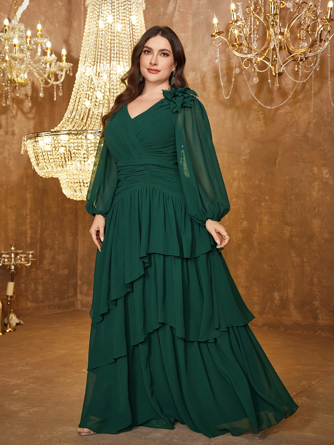 UNITHORSE Plus Women's Sweetheart Neckline Long Sleeve Chiffon Evening Dress
UNITHORSE Plus Women's Sweetheart Neckline Long Sleeve Chiffon Evening Dress