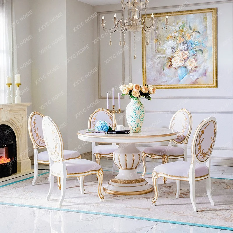 Hh2cc Model room French light luxury rococo small cream style dining table
Hh2cc Model room French light luxury rococo small cream style dining table