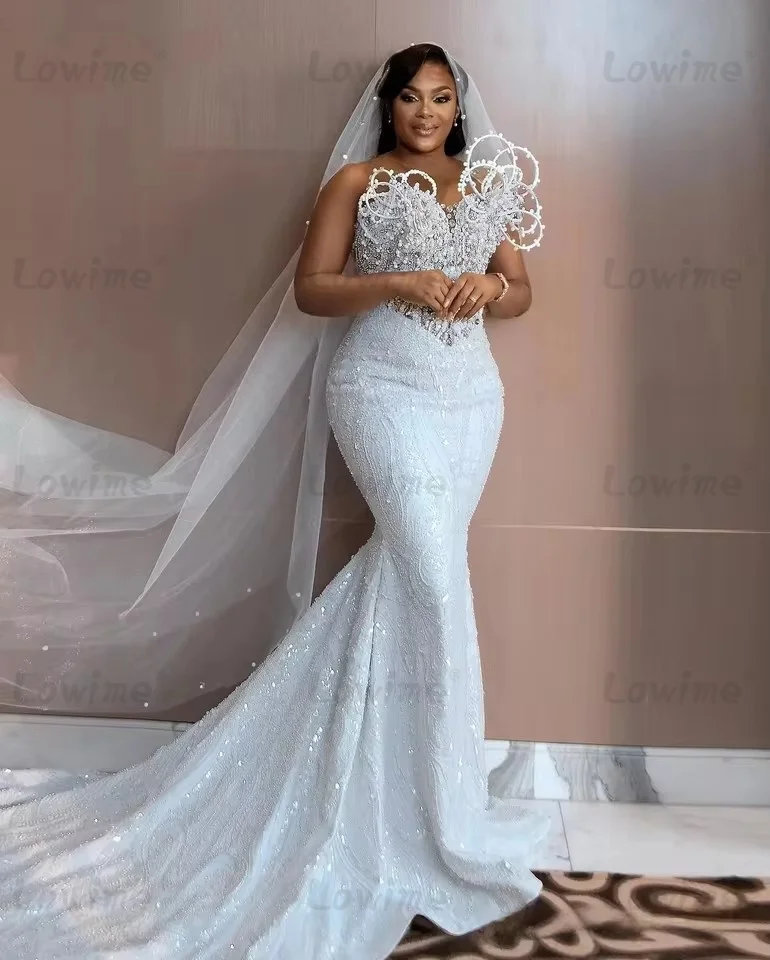 Designer White Mermaid Prom Dresses Customized Elegant Pearls Beaded Long Bride Party Dress African Plus Size Evening Gowns Robe
Designer White Mermaid Prom Dresses Customized Elegant Pearls Beaded Long Bride Party Dress African Plus Size Evening Gowns Robe