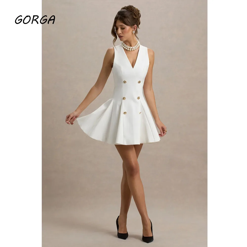 GORGA Customized Ivory Short Knee-Length Crepe Evening Dress V-Neck Prom Dress 2025 Sleeveless A-Line Party Dress
GORGA Customized Ivory Short Knee-Length Crepe Evening Dress V-Neck Prom Dress 2025 Sleeveless A-Line Party Dress