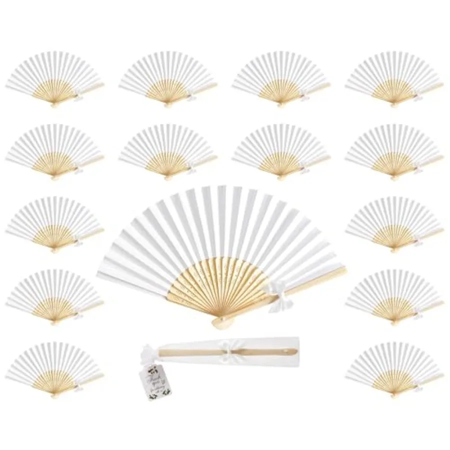 120 Packs Wedding Hand Fans for Guest White Paper Folding Bamboo Fan with Thank You Tags, Bows and Organza Bags Handheld Fans f
120 Packs Wedding Hand Fans for Guest White Paper Folding Bamboo Fan with Thank You Tags, Bows and Organza Bags Handheld Fans f