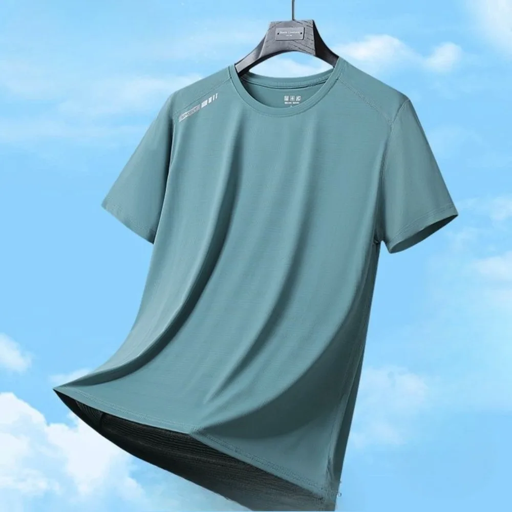Футболка из натурального ледяного шелка, мужская повседневная летняя тонкая футболка с короткими рукавами большого размера, спортивная уличная быстросохнущая одежда
Футболка из натурального ледяного шелка, мужская повседневная летняя тонкая футболка с короткими рукавами большого размера, спортивная уличная быстросохнущая одежда