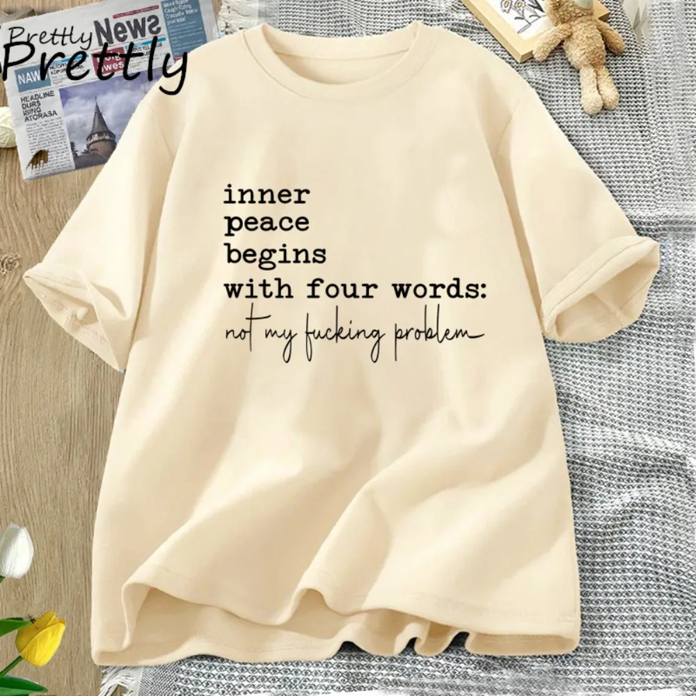 Футболки Inner Peace Begins with Four Words, забавная футболка с надписью, женская и мужская хлопковая футболка, женская футболка большого размера, уличная одежда
Футболки Inner Peace Begins with Four Words, забавная футболка с надписью, женская и мужская хлопковая футболка, женская футболка большого размера, уличная одежда