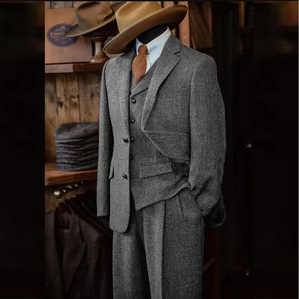 Classic Business Suits Men Single-Breasted Blazer Customized England Style Herringbone Man Wedding Party Tuxedo costumes homme
Classic Business Suits Men Single-Breasted Blazer Customized England Style Herringbone Man Wedding Party Tuxedo costumes homme