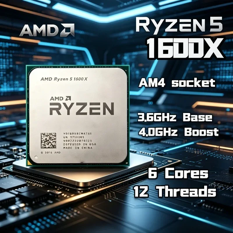 AMD Ryzen 5 1600X Original and New Brand 100% R5 1600X 95W CPU 3.6 GHz Six-Core Twelve-Thread L3=16M Socket AM4 In Stock
AMD Ryzen 5 1600X Original and New Brand 100% R5 1600X 95W CPU 3.6 GHz Six-Core Twelve-Thread L3=16M Socket AM4 In Stock