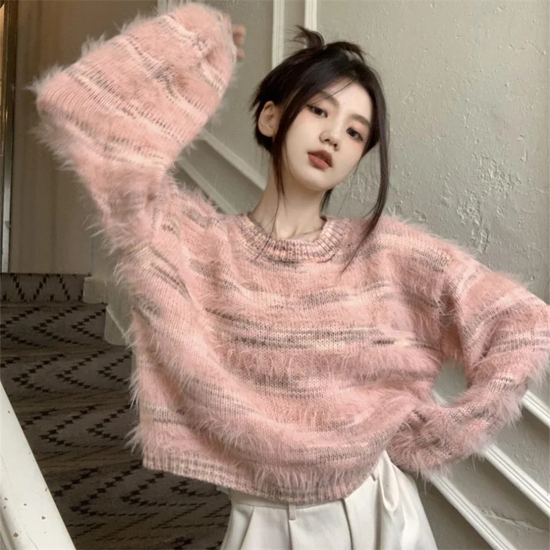 Hsa Long Sleeve O-Neck Pullover Soft Knitted Top 2023 New Y2k Fashion Fall Winter Loose Mohair Lazy And Sweet Plush Sweaters
Hsa Long Sleeve O-Neck Pullover Soft Knitted Top 2023 New Y2k Fashion Fall Winter Loose Mohair Lazy And Sweet Plush Sweaters