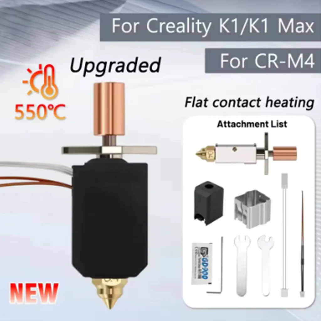 Updated Hotend Kit Bi-Metal K1 HOTEND For Creality K1/K1 MAX Ceramic Heating Block Kit 550°C Extruder for Creality 3D Printer
Updated Hotend Kit Bi-Metal K1 HOTEND For Creality K1/K1 MAX Ceramic Heating Block Kit 550°C Extruder for Creality 3D Printer