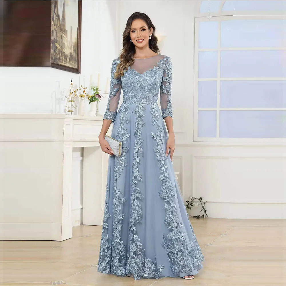 Customized Tulle Lace Appliques Mother Of The Bride Dresses For Women 3/4 Sleeves Scoop Neck A Line Formal Wedding Party Dresses
Customized Tulle Lace Appliques Mother Of The Bride Dresses For Women 3/4 Sleeves Scoop Neck A Line Formal Wedding Party Dresses