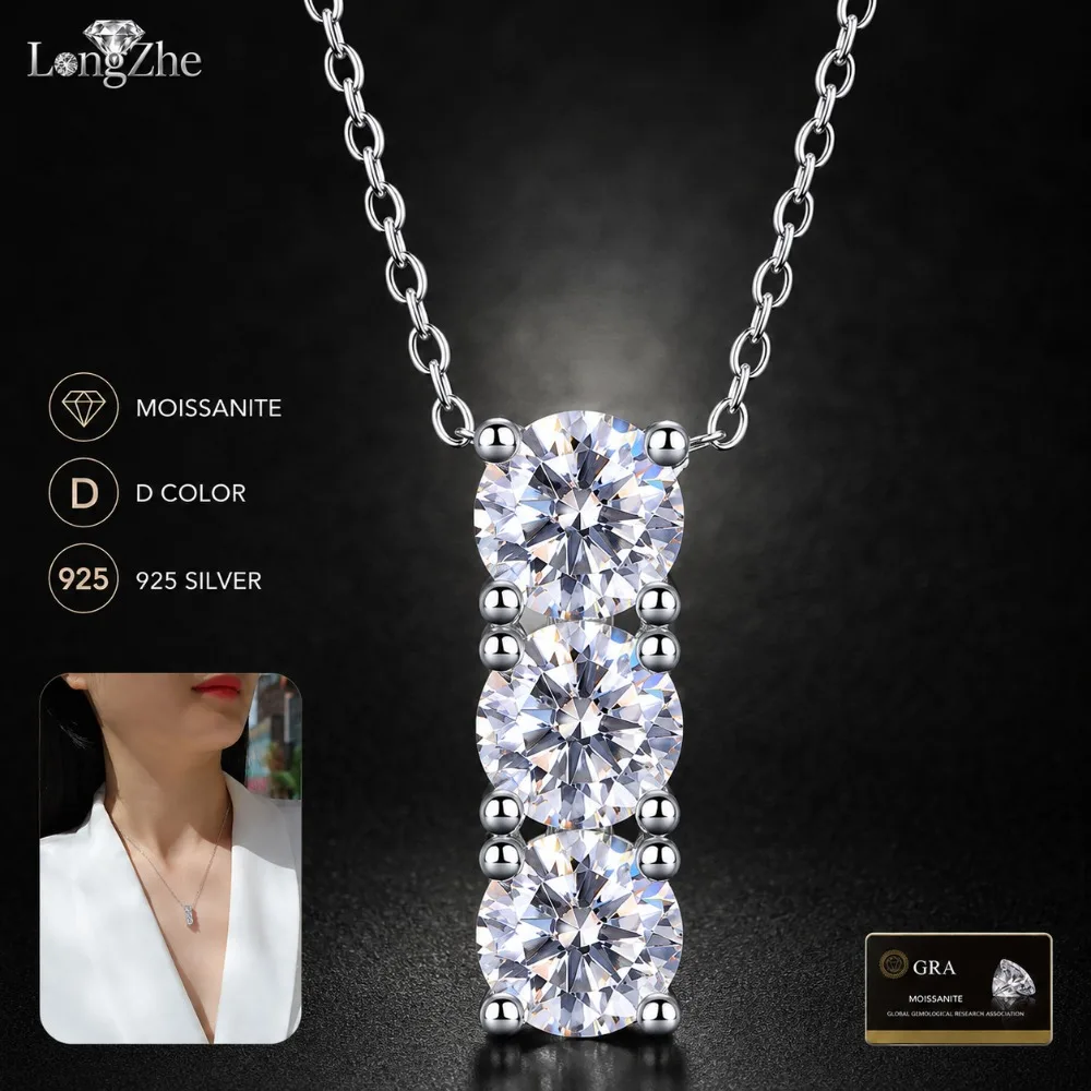 S925 Silver Moissanite Necklace for Women 0.5CT x 3 Round Cut Geometric Vertical Pendant 41-50cm Daily Party Fine Jewelry Gift
S925 Silver Moissanite Necklace for Women 0.5CT x 3 Round Cut Geometric Vertical Pendant 41-50cm Daily Party Fine Jewelry Gift