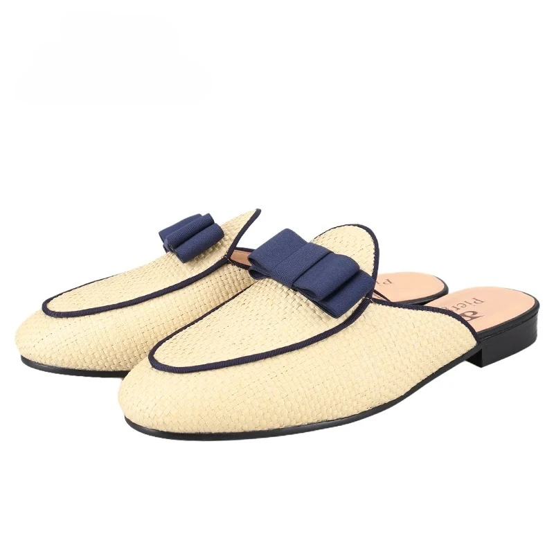 Летние мужские мюли из плетеного ротанга цвета слоновой кости с бантом ручной работы, модный дизайн, для официальных или повседневных образов
Летние мужские мюли из плетеного ротанга цвета слоновой кости с бантом ручной работы, модный дизайн, для официальных или повседневных образов