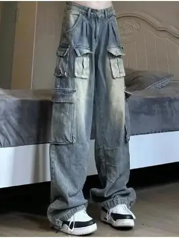 Spring 2026 Women's Loose Wide Leg Denim Jeans American Workwear Style Multiple Pockets High Waist Street Fashion
Spring 2026 Women's Loose Wide Leg Denim Jeans American Workwear Style Multiple Pockets High Waist Street Fashion