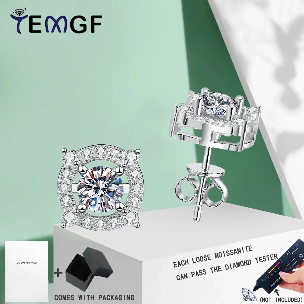 TEMGF 5mm Moissanite/Zircon Ear Studs S925 Sterling Silver Earrings Two Ways of Wearing it for Women Party Sparkling Jewelry
TEMGF 5mm Moissanite/Zircon Ear Studs S925 Sterling Silver Earrings Two Ways of Wearing it for Women Party Sparkling Jewelry