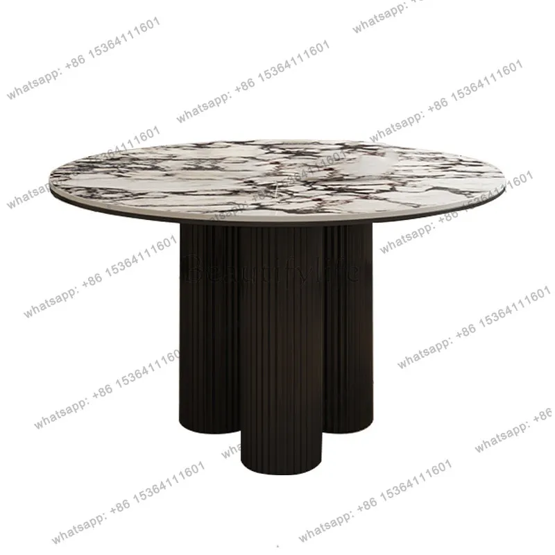 French Bulgari round table marble retro modern light luxury small apartment dining table
French Bulgari round table marble retro modern light luxury small apartment dining table
