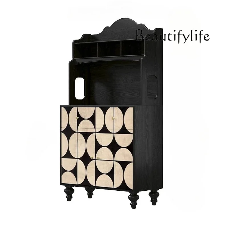 French retro solid wood dining side cabinet living room against the wall integrated light luxury high sense storage high sense
French retro solid wood dining side cabinet living room against the wall integrated light luxury high sense storage high sense