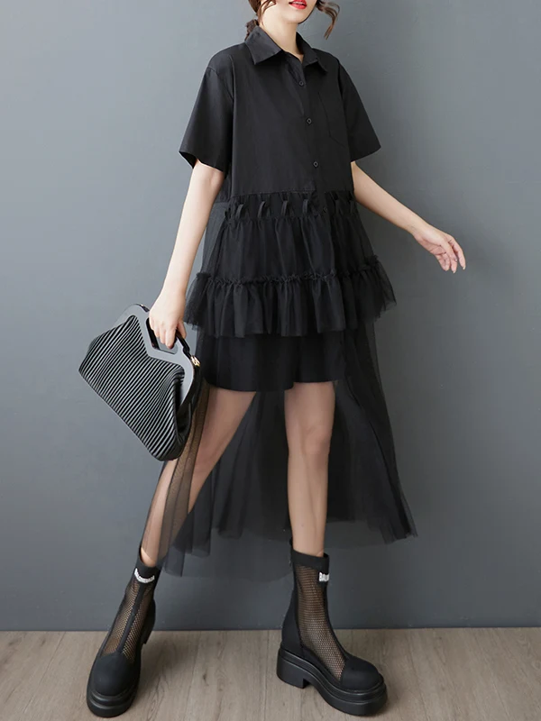 plus Size Design Sense Mesh Paneling Shirt Dress Women's Summer New Loose Slimming Dress Vintage Style Short Sleeve Collar
plus Size Design Sense Mesh Paneling Shirt Dress Women's Summer New Loose Slimming Dress Vintage Style Short Sleeve Collar
