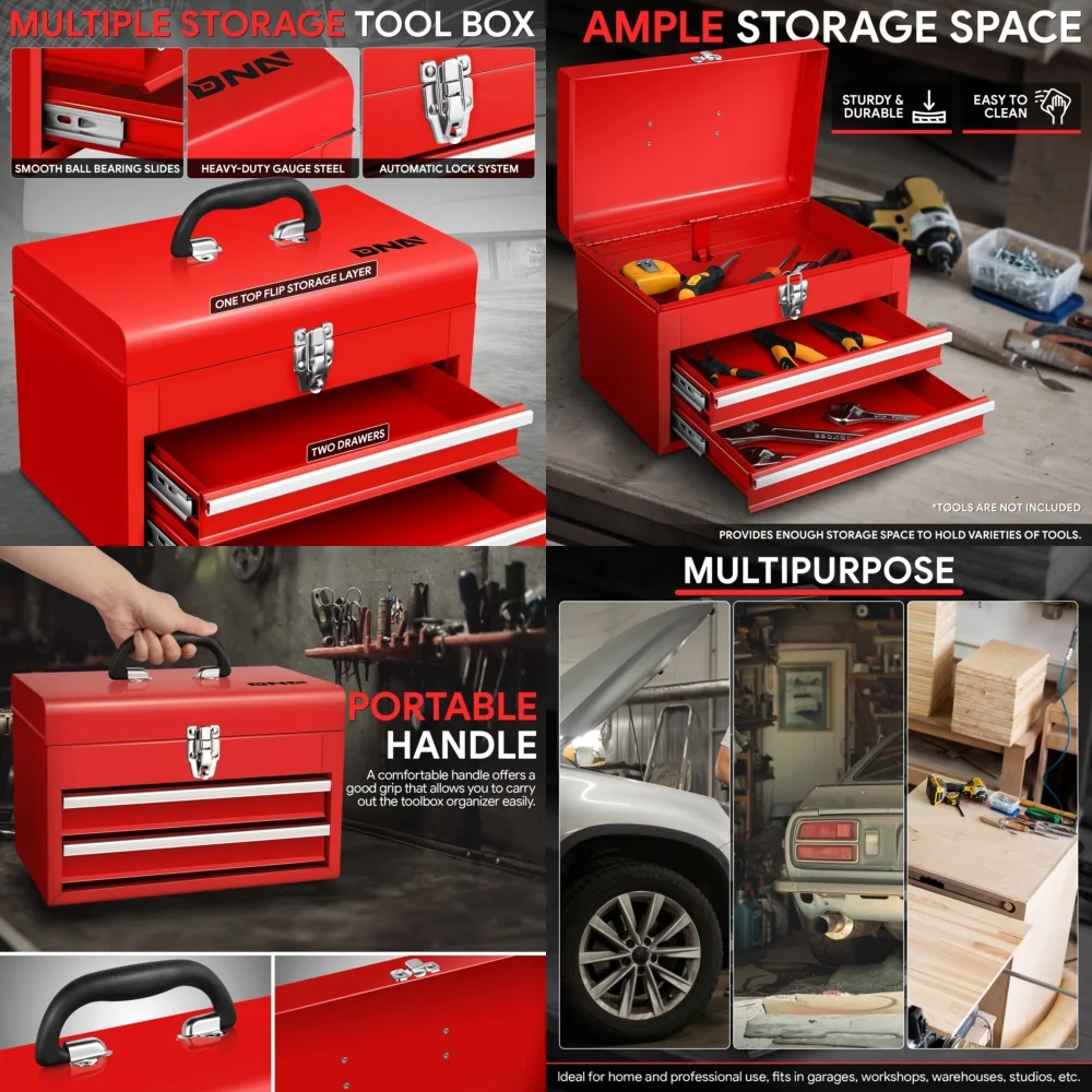 Tool Box14 Inch 2 Tier Steel Tool Storage Cabinet with Drawers for Workshop Organization
Tool Box14 Inch 2 Tier Steel Tool Storage Cabinet with Drawers for Workshop Organization